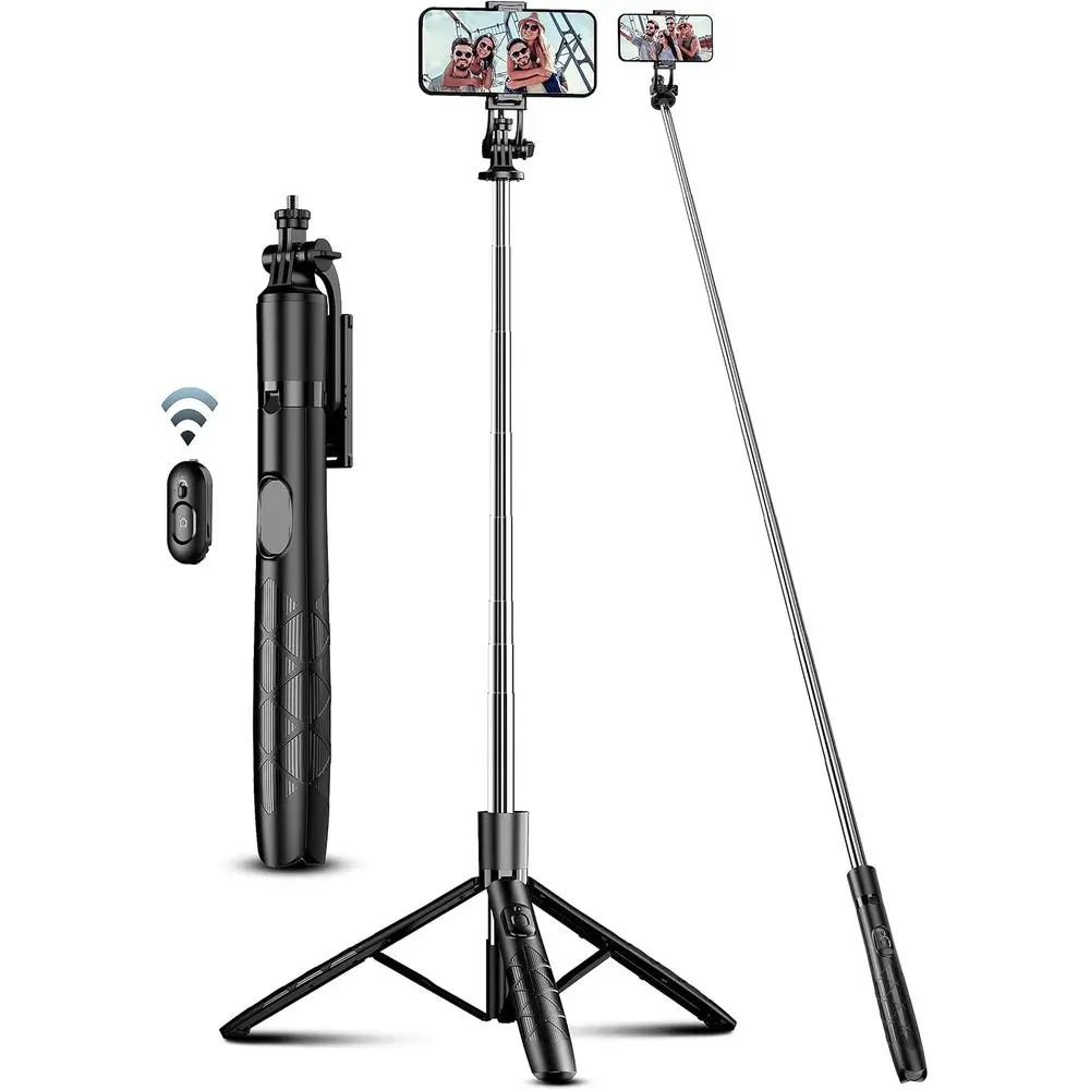 

71 All-in-One Extendable Tripod with Wireless Remote, 360° Rotating for iPhone and Android Devices