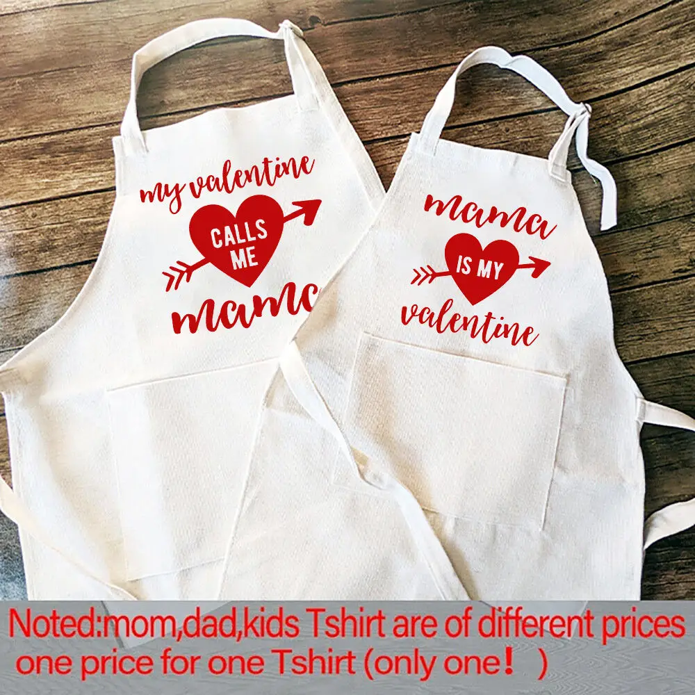 Valentine Mom Kids Family Matching Apron Mother Child Cooking Baking Apron Mama Pinafore Children Apron Valentine\'s Day Gifts