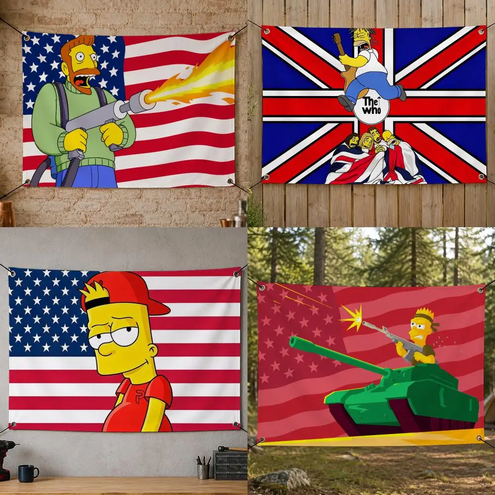 Series Animated Comedy Classic T-The Simpsons Flags Flag Banner for Bedroom Dorm Party Home Living Room Game Room Gift