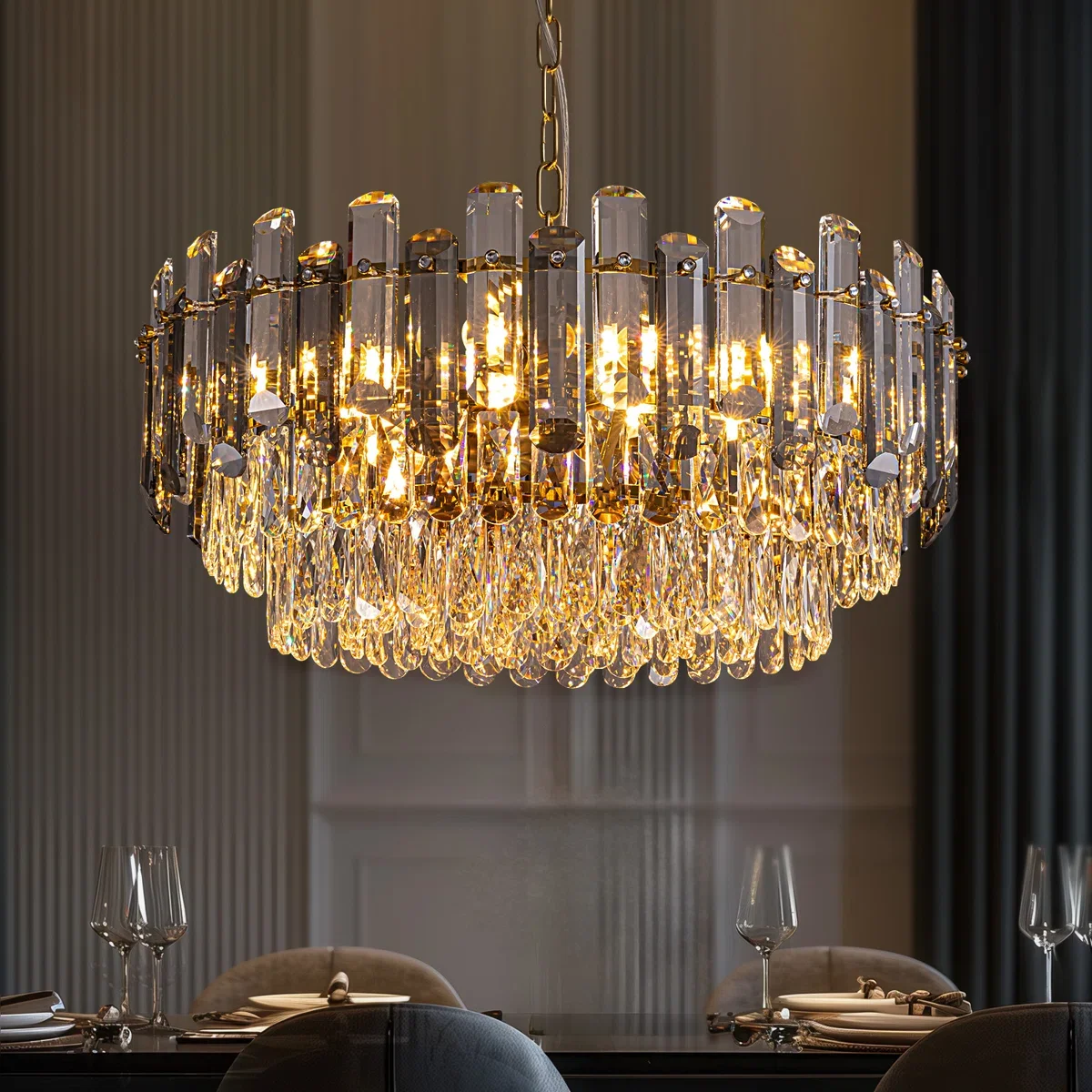 Gold Luxury Lighting Dining Living Room Bedroom Kitchen Island Lights Indoor Hanging Light Nordic LED Crystal Chandeliers