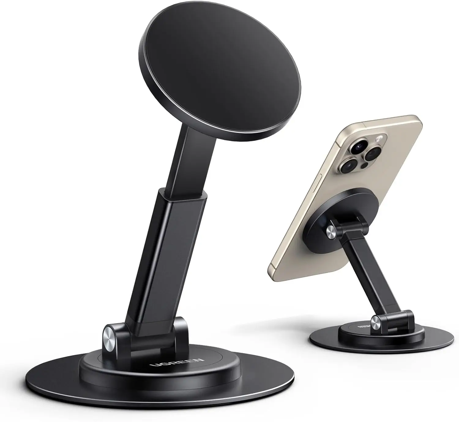

Magnetic Phone Stand with Adjustable Height and 360° Rotation, Compatible with iPhone 12-17 and MagSafe Cases, Black