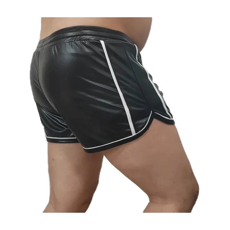 Men's shorts PU imitation leather sports leisure Europe and America motorcycle leather pants men muscle cross-border