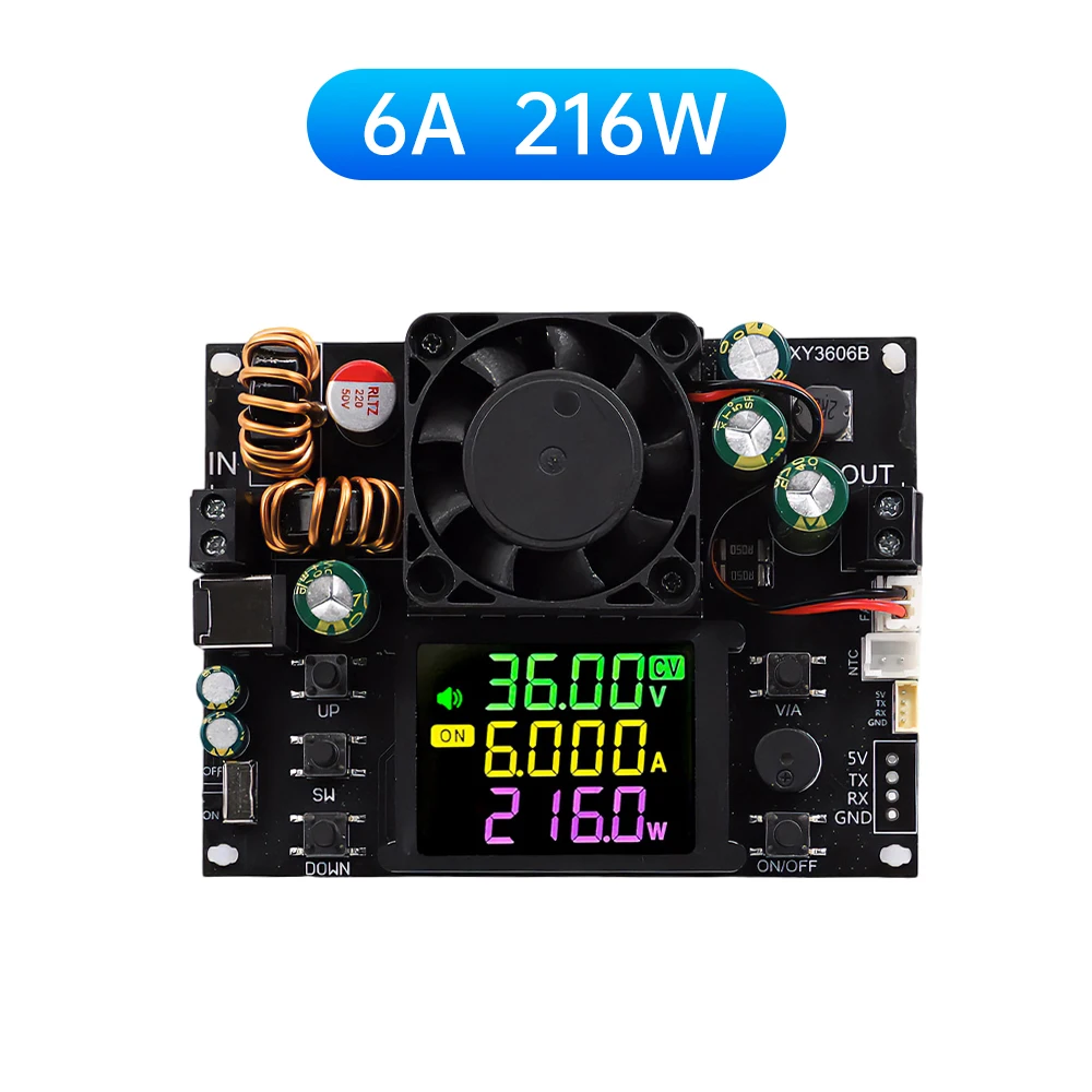 

XY3606B CNC Boost Voltage Module 6.0-36V Adjustable Voltage Regulator 216W Power Supply Solar Charging Temperature Control Fan