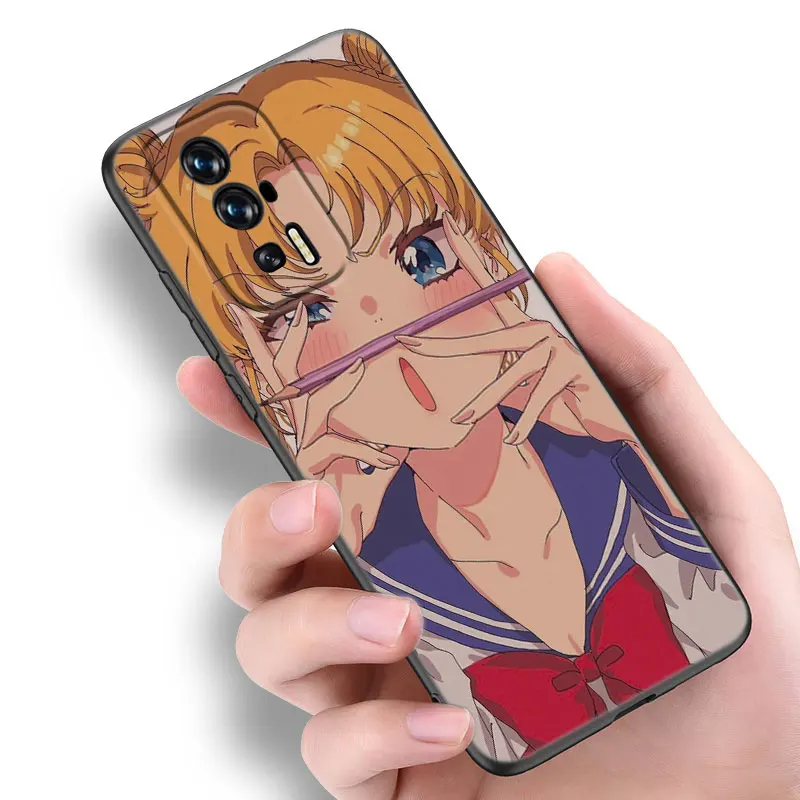 Capa de telefone preta S-Sailor Moon bonito para Xiaomi, Redmi 11, Prime, 11A, 12C, 13C, A1, A2, A3, 12, 13, 4G, 10, 13R, 5G, 9A, 10A, 9C, 10C, 9i, 9T, 12R