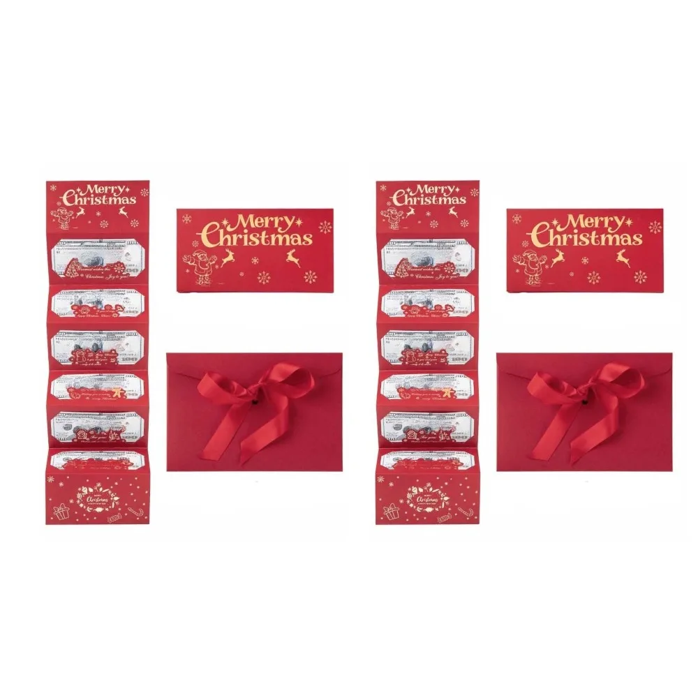 

2 Set Santa Claus Christmas Money Card Envelope Red 6 Card Positions Folding Banknote Card Navidad Lucky
