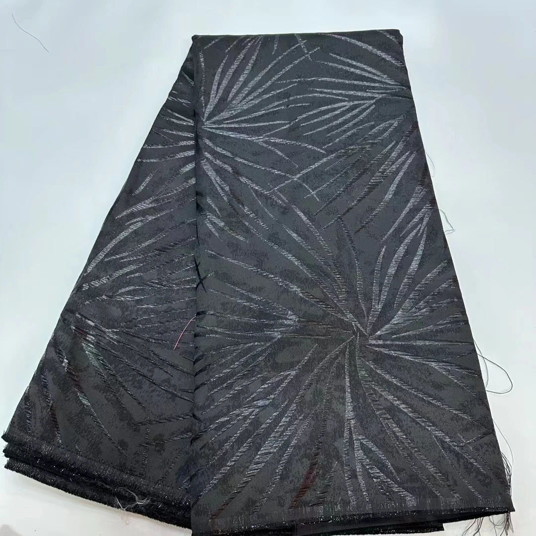 Latest Silver French Jacquard Brocade Lace Fabric 2024 African Organza Brocade Lace Fabric For Nigerian Party Dress Sew KJK2415