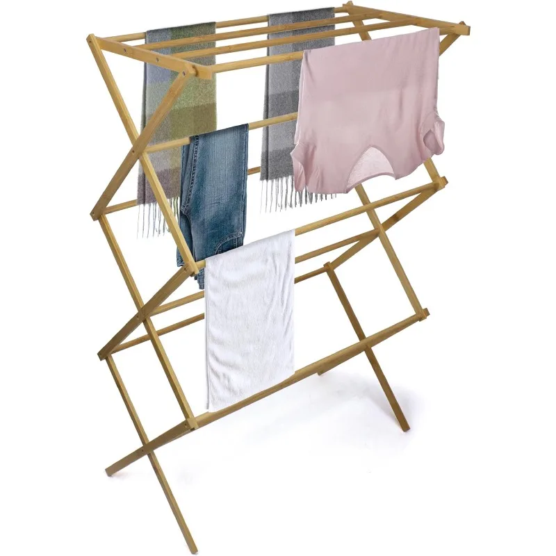 

Экологичная бамбуковая сушилка, складная вешалка для белья, 10 подвесных стержней, минималистичный дизайн, экономия места