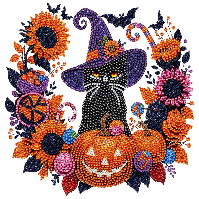 Halloween-Geisterperlen-DIY-Bastelset, Perlen-Malset für Erwachsene, Herbst-Dankes-Perlen-Diamant-Malerei, Ausgefallener Niedlicher Stil; Kann für Herbstdekorationen, Wandbehänge, Bastelsets für