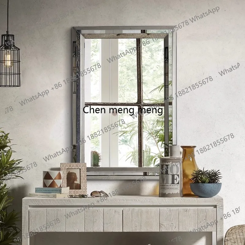 Nordic Light Luxury Hotel Decoration Bathroom Dressing Mirror LED Lighting Minimalist Art Wall-Mounted Square Mirror Customized