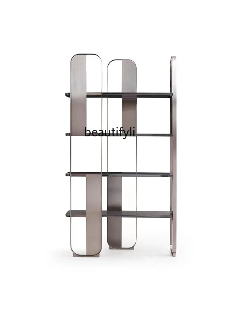 

Nordic Living Room Partition Bookshelf Floor Shelf Home Bookcase Wall Italian Style Light Luxury Antique Shelf Modern Minimalist