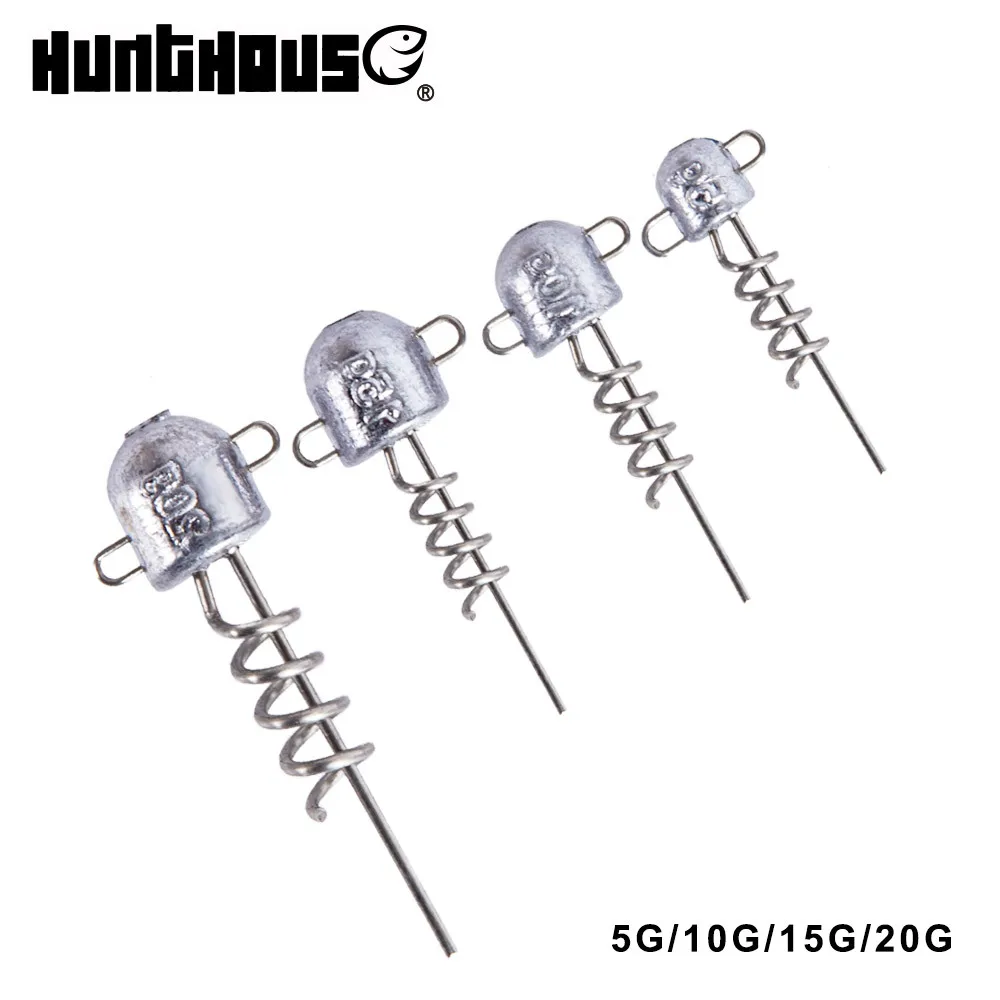 3PCS/Set New Carbon Steel Lead Weight Head 5g/10g/15g/20g Spring Fishing Sinker Soft Lure Barbed Hooks Fishing Tackle Tools