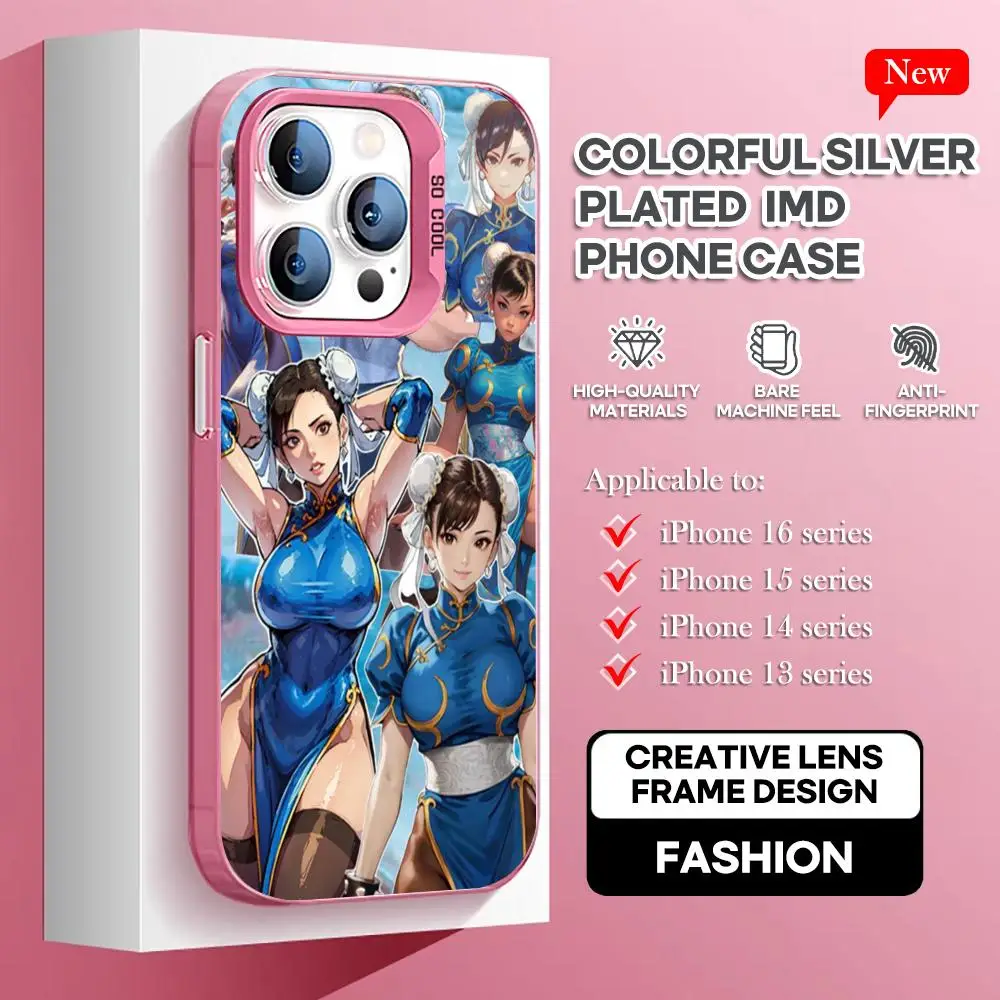 Street Fighter Chun-Li Phone Case pink IMD IMD Colorful Silver Suitable soft case for iPhone 16 15 14 13 12 11 XS Pro Max