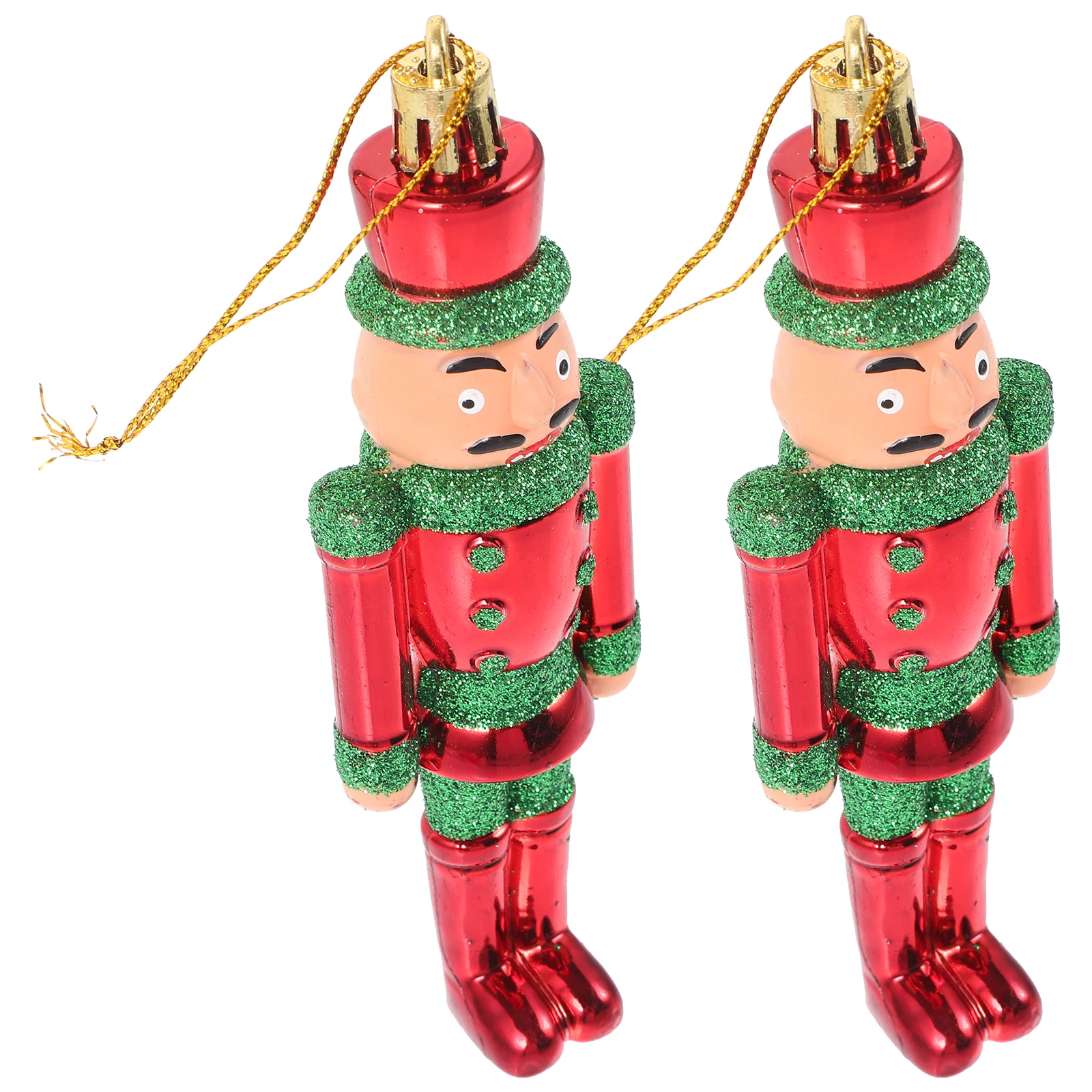 

2Pcs Nutcracker naments Red Green Plastic Christmas Tree Hanging Xmas Tree Decor Decor Pendant Xmas Accessories