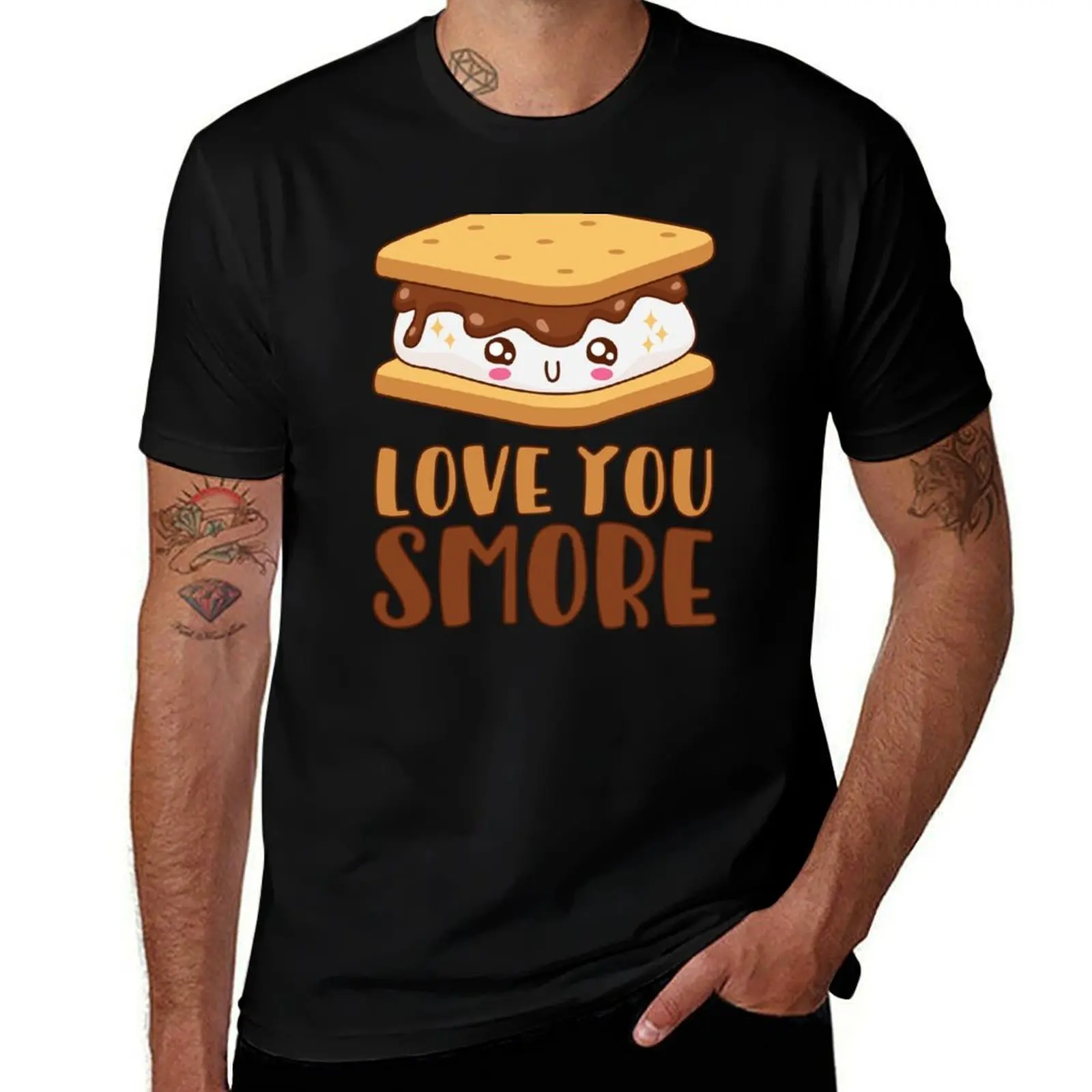 Love You Smore Cute Kawaii Marshmallow Pun T-Shirt Plus Size Loose Short Sleeve Top T-Shirt