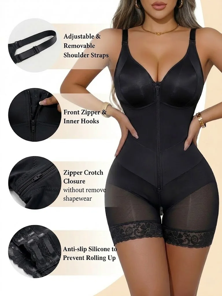 

Women's Zippered Shapewear Bodysuit Hourglass Waist Trainer Instant Slimming Control Underwear