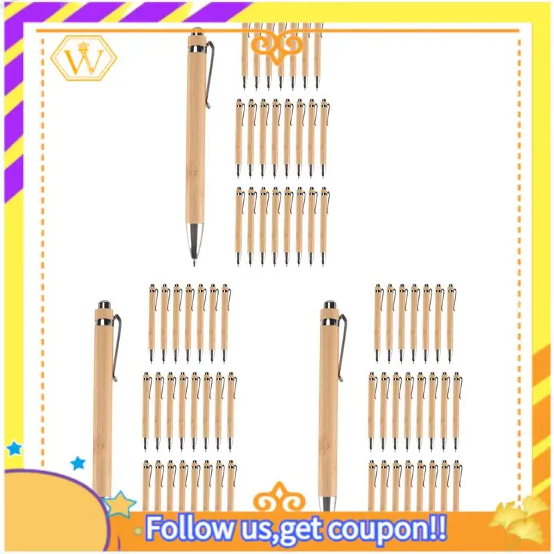

A01K-72 Pieces Bamboo Retractable Ballpoint Pen Black Ink 1 Mm Office Products Pens Bamboo Ballpoint Pen Wood Ballpoint Pens