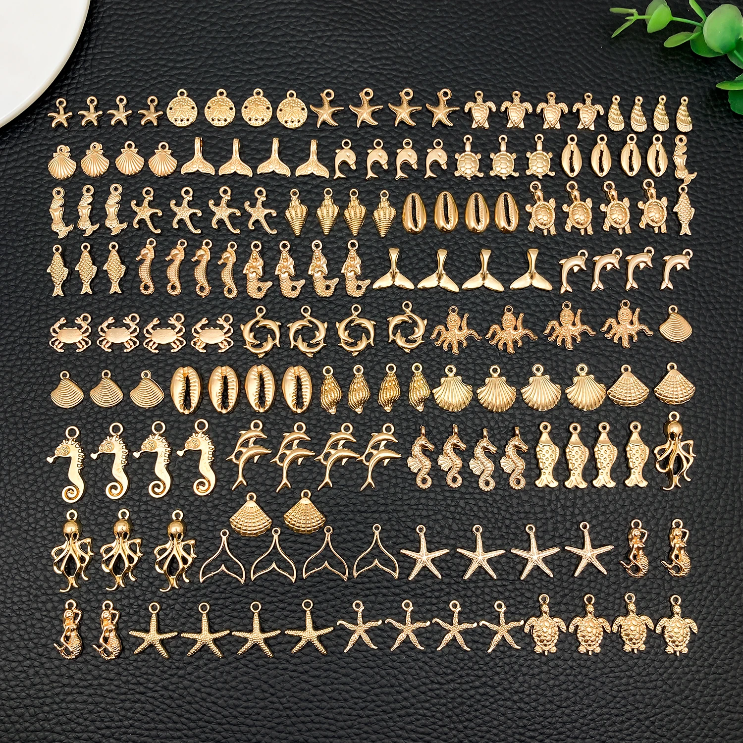 20/50/100pcs KC Gold Plated Ocean-Themed Charm Set (Random Assortment) – DIY Jewelry Making Kit for Necklaces, Bracelets & Earri image 5