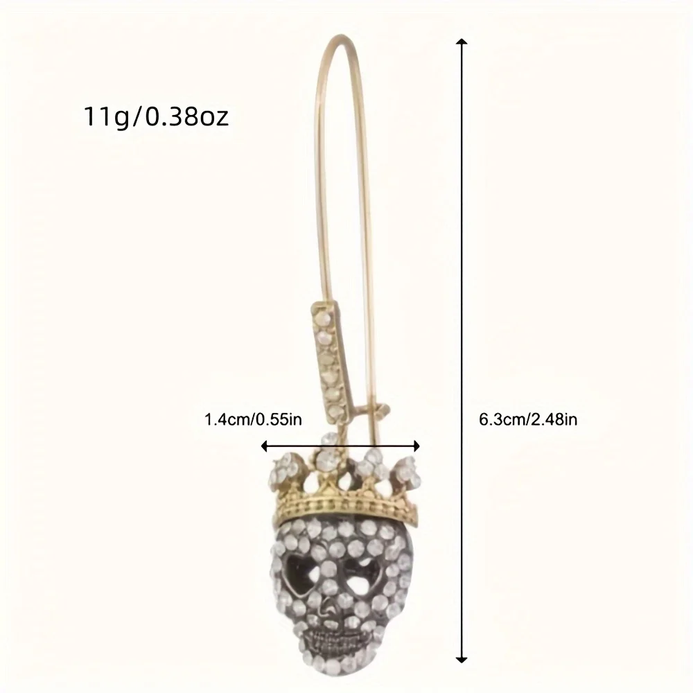 Halloween Punk Personality Skull Rhinestone Earrings Shine Alloy Earrings Couple Holiday Gift Jewelry