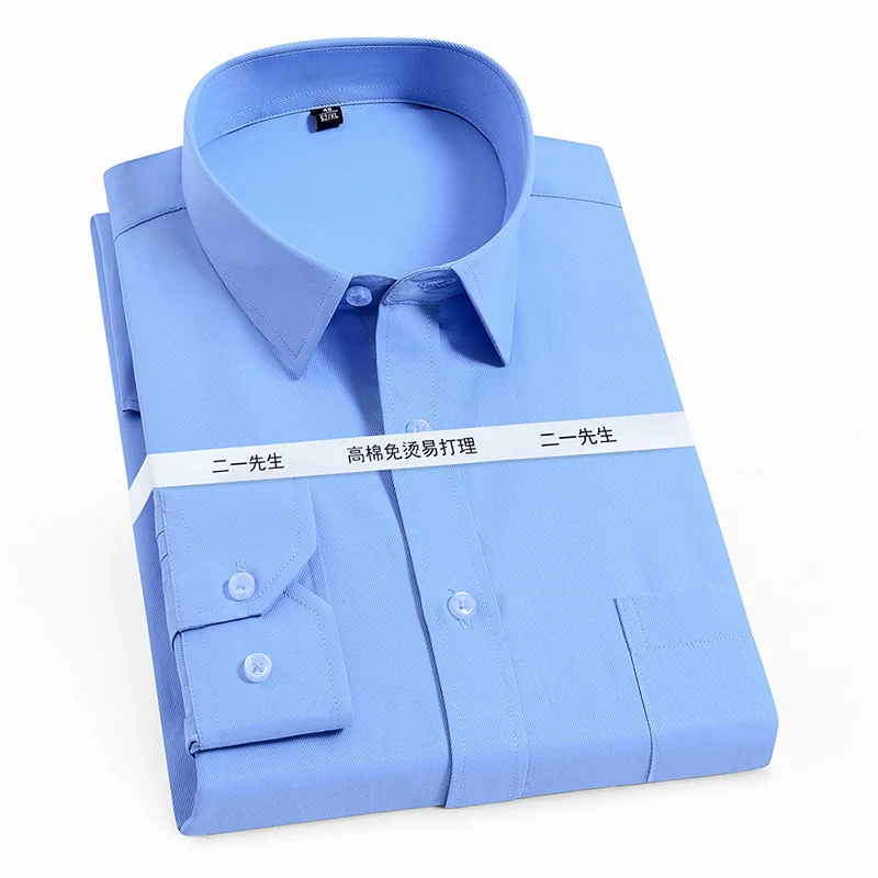 Autumn Spring Men Office Shirt cotton Plus Size 10XL 12XL 9XL Formal Shirts long Sleeve Business Big 5XL 11XL Blue Black Shirt