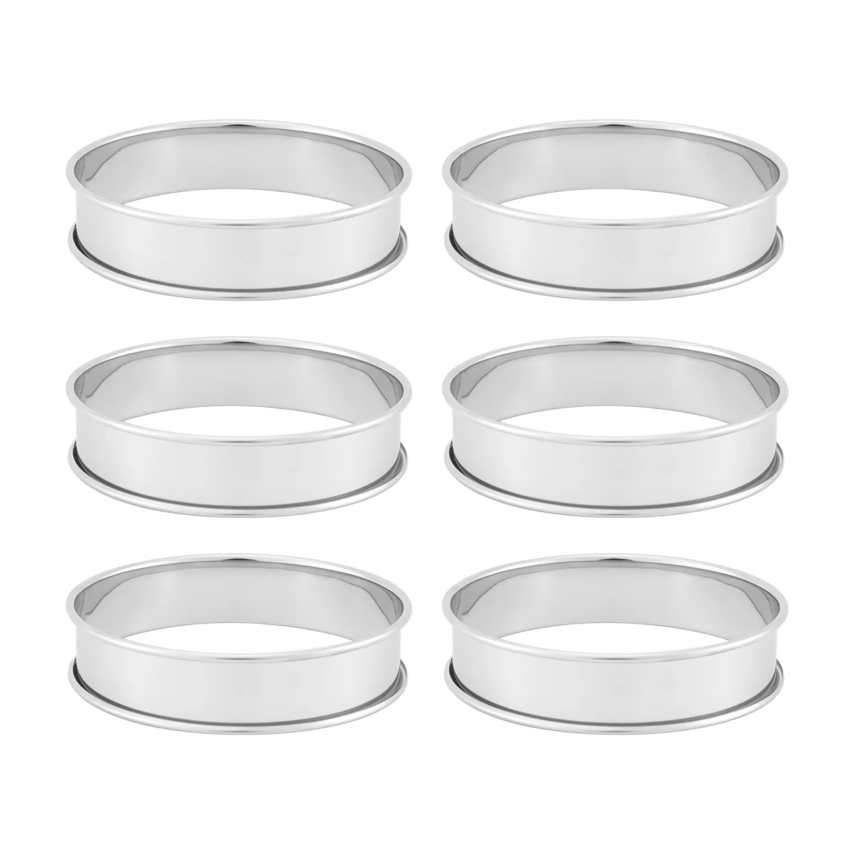 

A42F 6 Pack 4 Inch Double Rolled English Muffin Rings, Stainless Steel Crumpet Rings, Tart Rings, Round