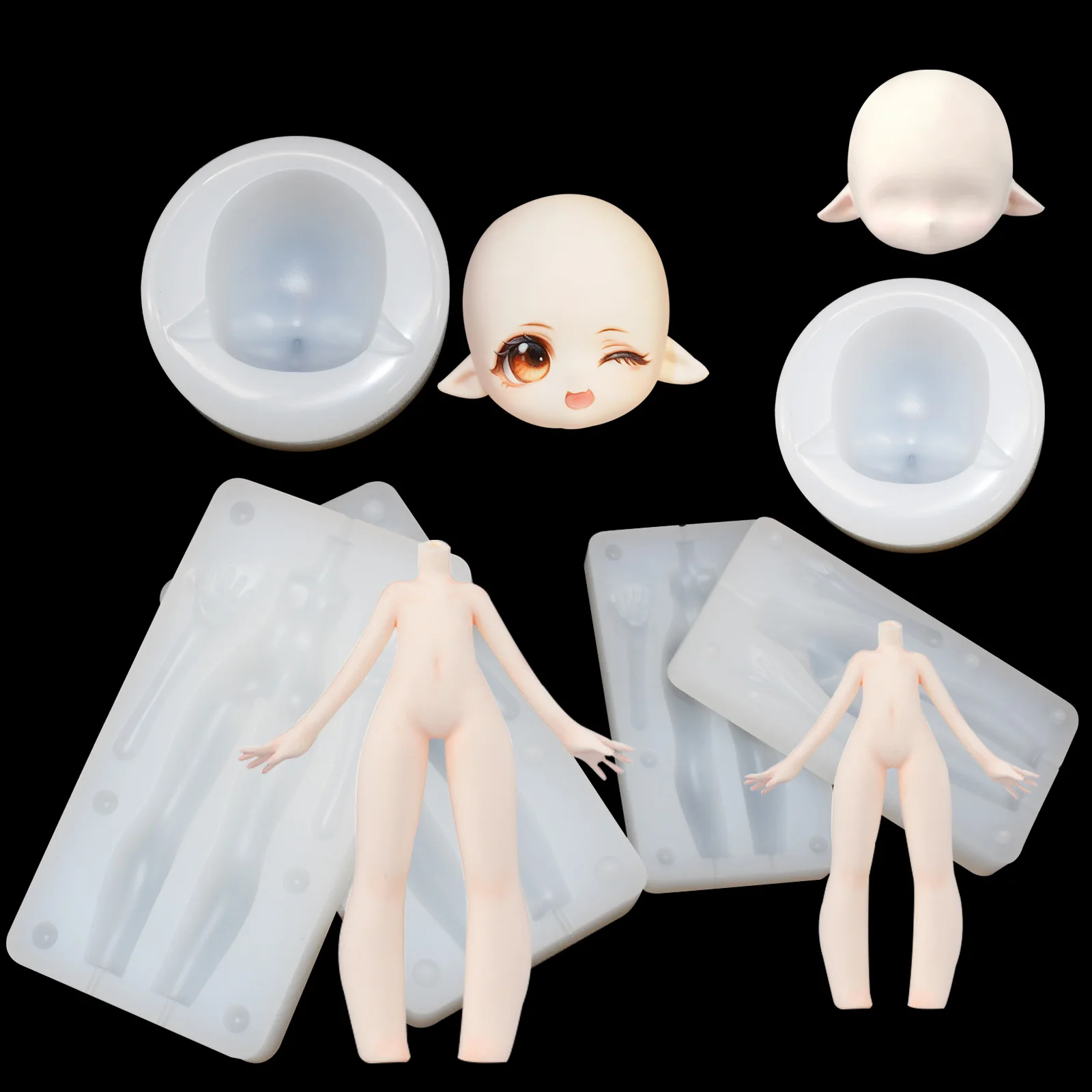 3-teiliges Puppenfiguren-Formset, 3D-Puppenkörper-Gesicht-Kopf-Form aus Polymer-Ton für Ultraleicht-Tonprojekte – Detail 7