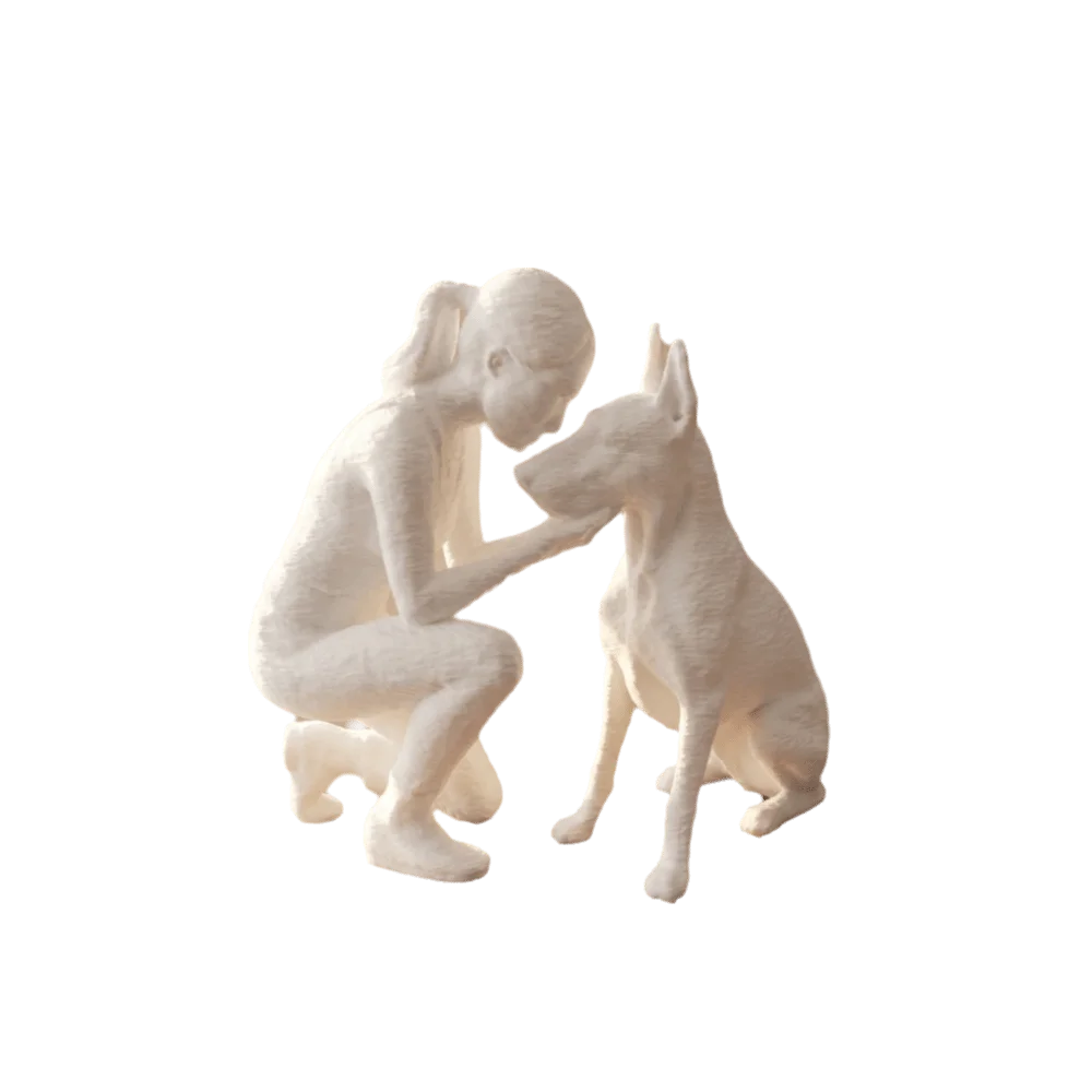 Gifts 3D Printed Girl And Dog Statues Cute Creative Desktop Dog Figurine Decoration Canine Statues Crafts Bedroom Decor
