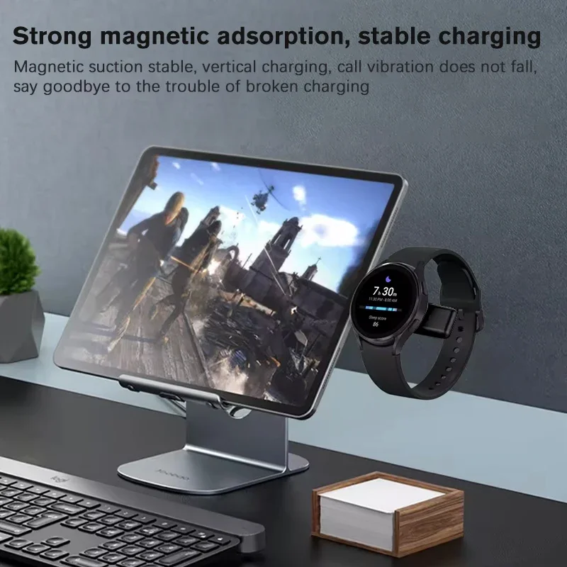 Magnetic Watch 2 in 1 Wireless Charger for Apple Watch 9 8 7 6 5 4 3 SE Samsung Galaxy 6/5/4Pro/4/3 Active Fast Charging Station