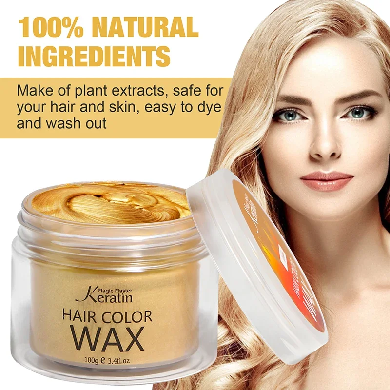MMK Hair Color Wax Strong And Hold Unisex Gold Color Hair Clay Temporary Hair Dye For Men and Women Styling In Party, Festival