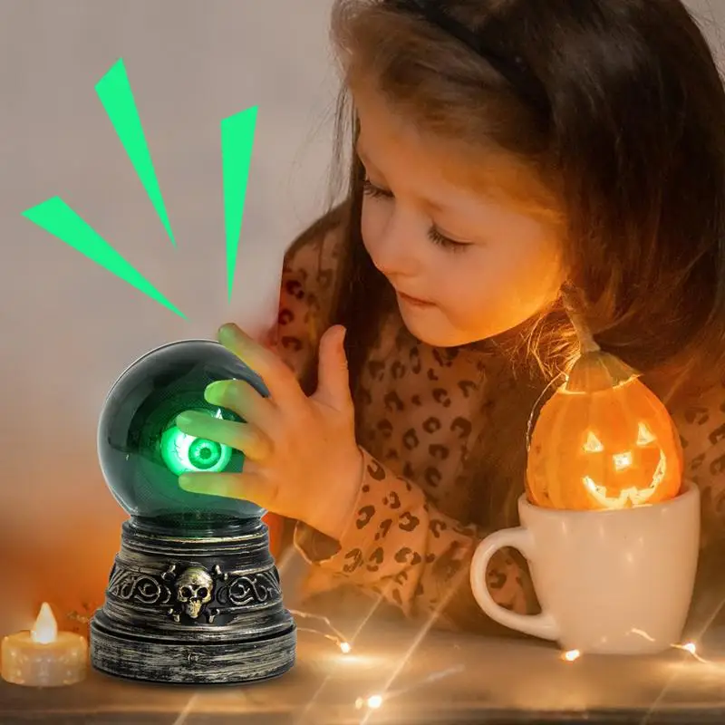 Halloween Crystal Ball Light Crystal Ball LED Gothic Decor Haunted House Props Battery Operated Spooky Crystal Ball With Lights