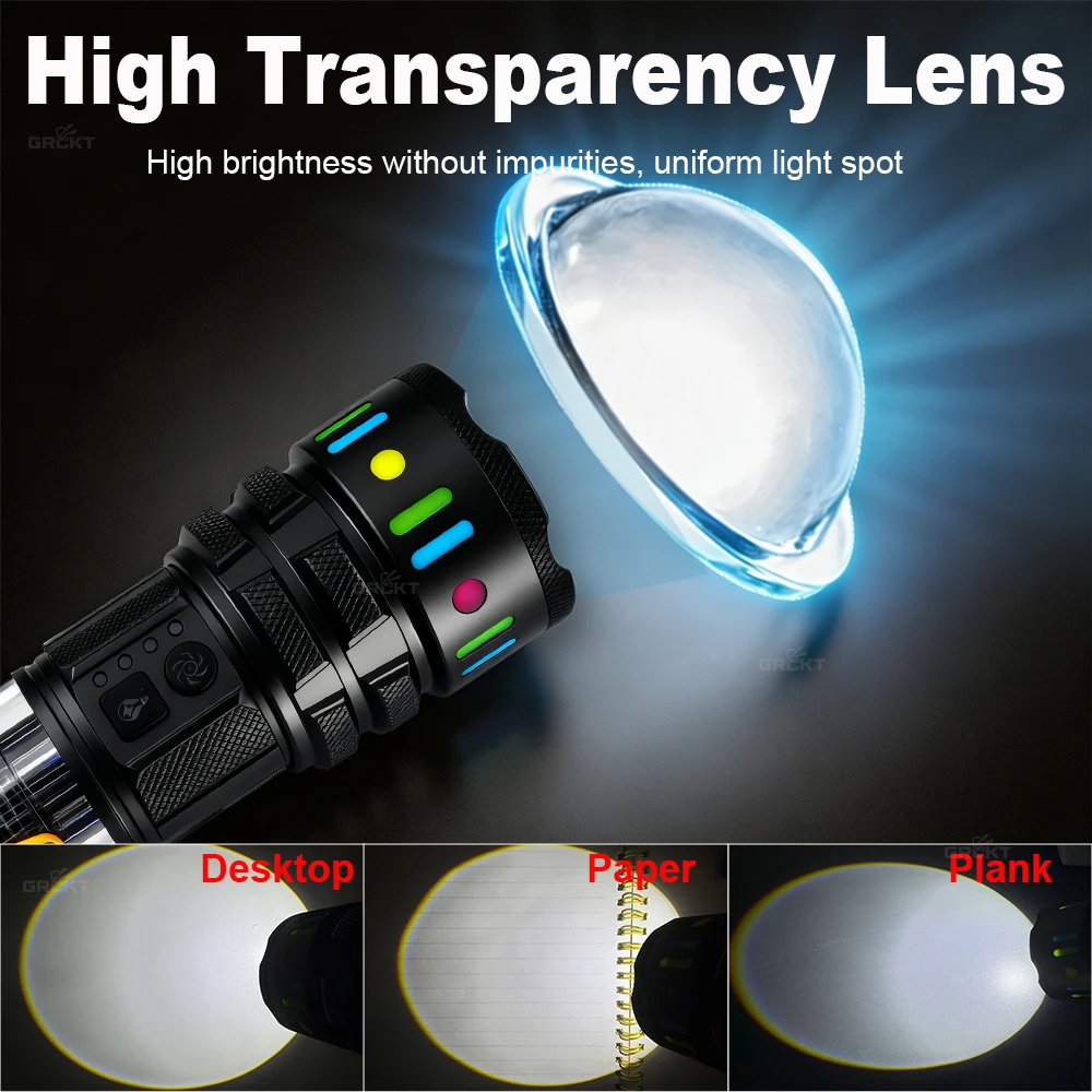 10000LM Flashlights Rechargeable High Power Zoomable Ultra Powerful Torch Portable Lamp Waterproof Outdoor Camping Lantern 18650