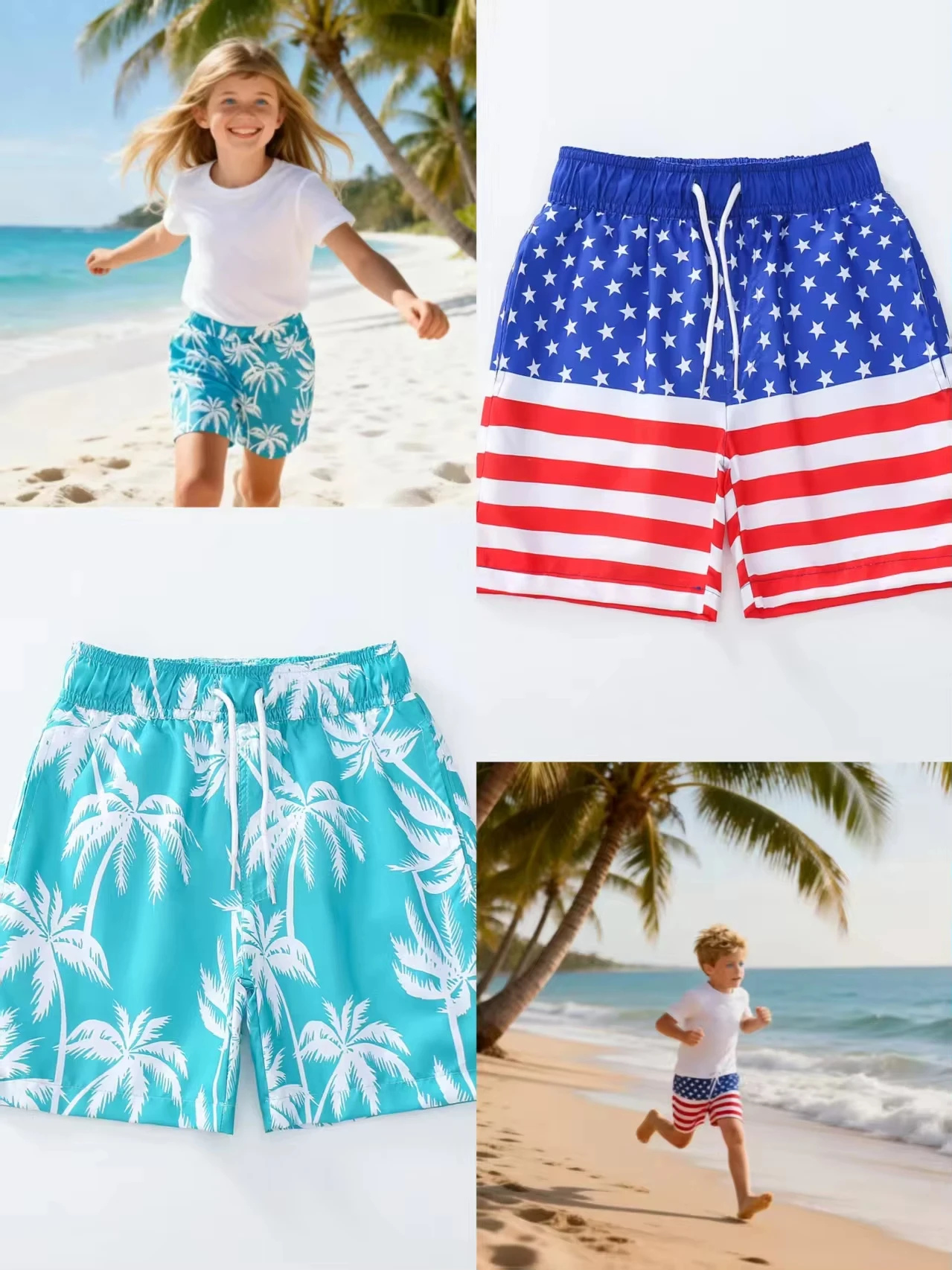 Summer New Children's Clothing For Boys And Girls Beach Vacation Fashion Multi-color Drawstring Beach Pants