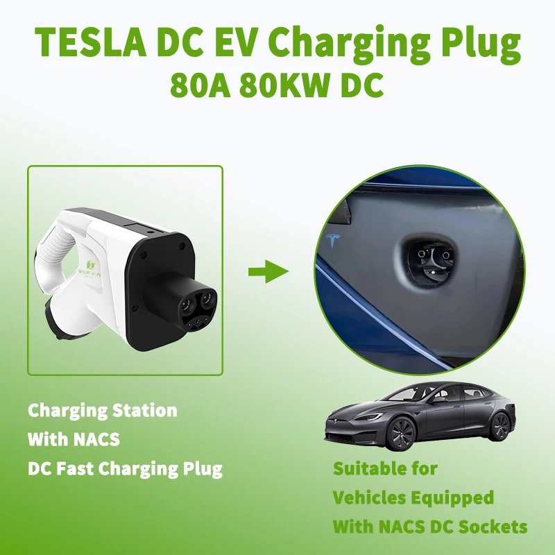 WUFEN Electric Car Supercharger Charger NACS DC Charging Plug 80A EV Fast DC Charging Station Tesla DC Plug For Charging Pile