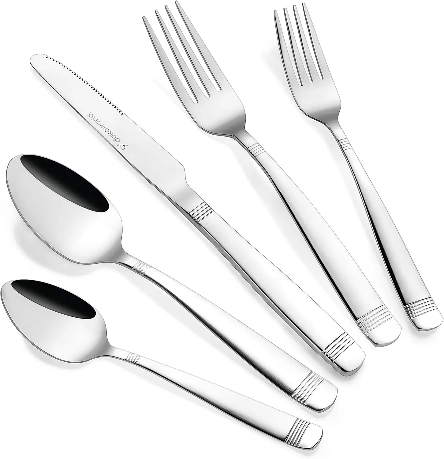 

40-Piece Stainless Steel Flatware Set for 8, Dishwasher Safe Cutlery with Elegant Design