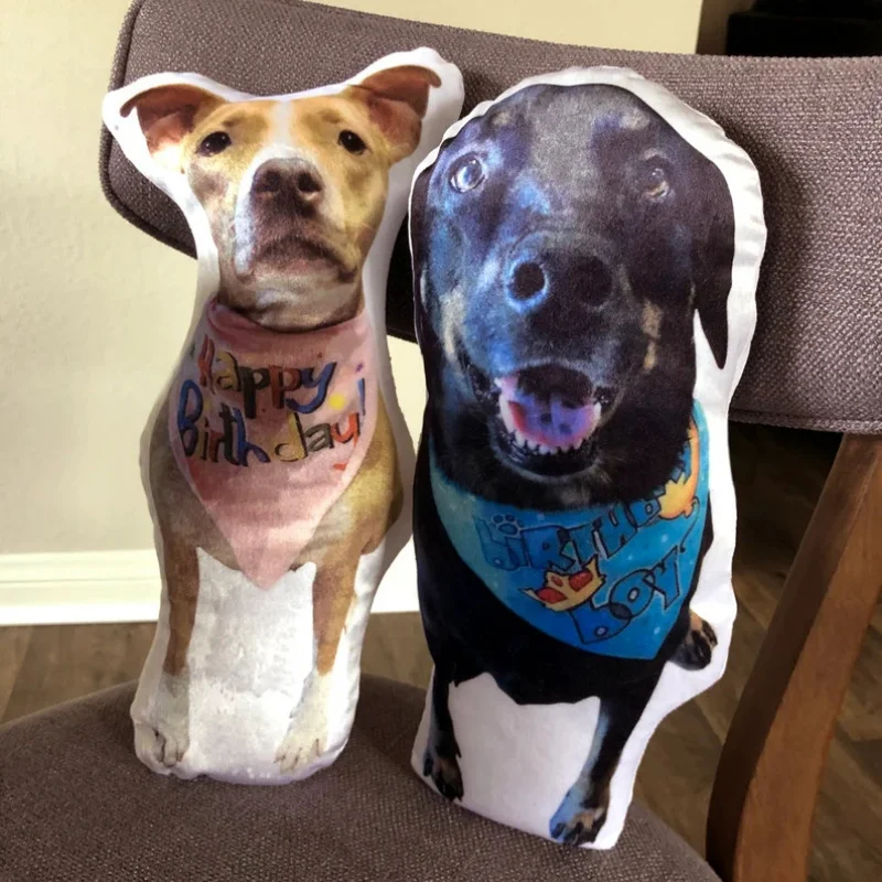 Customizable photo pillows featuring photos of your beloved pets, family members, or babies, with personalized text added to toy