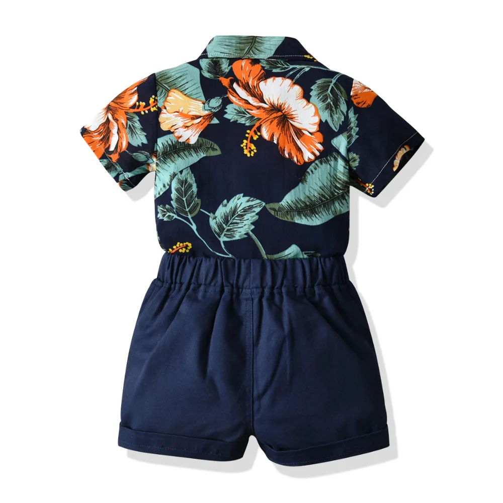 Summer Boy\'s cotton Short Sleelve Shirt and Shorts Set, Beach Style Printing Vacation Short-sleeved Shirt Dropshipping Wholesale