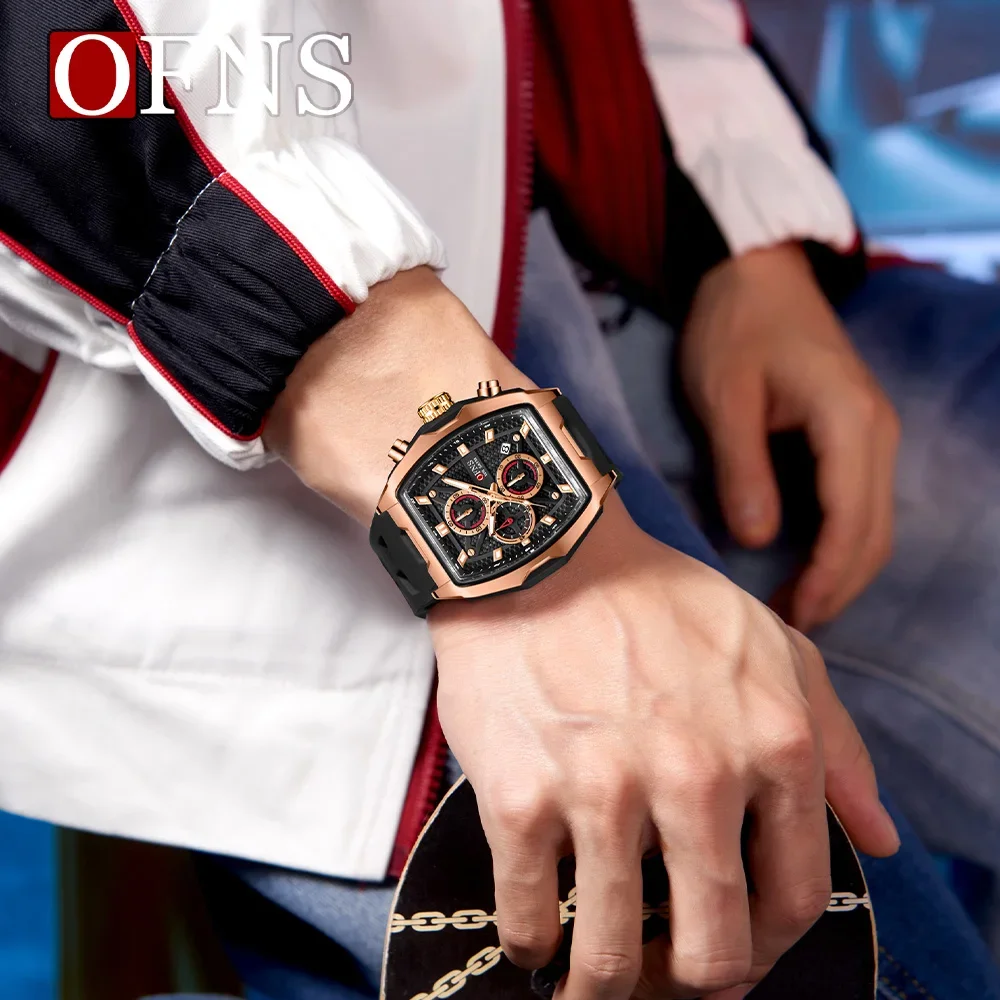 OFNSN العلامة التجارية 1205 ساعة إلكترونية جديدة رقمية متعددة الوظائف موضة الاتجاه ساعة رجالي سيليكون مقاوم للماء ساعة تنبيه الرجال