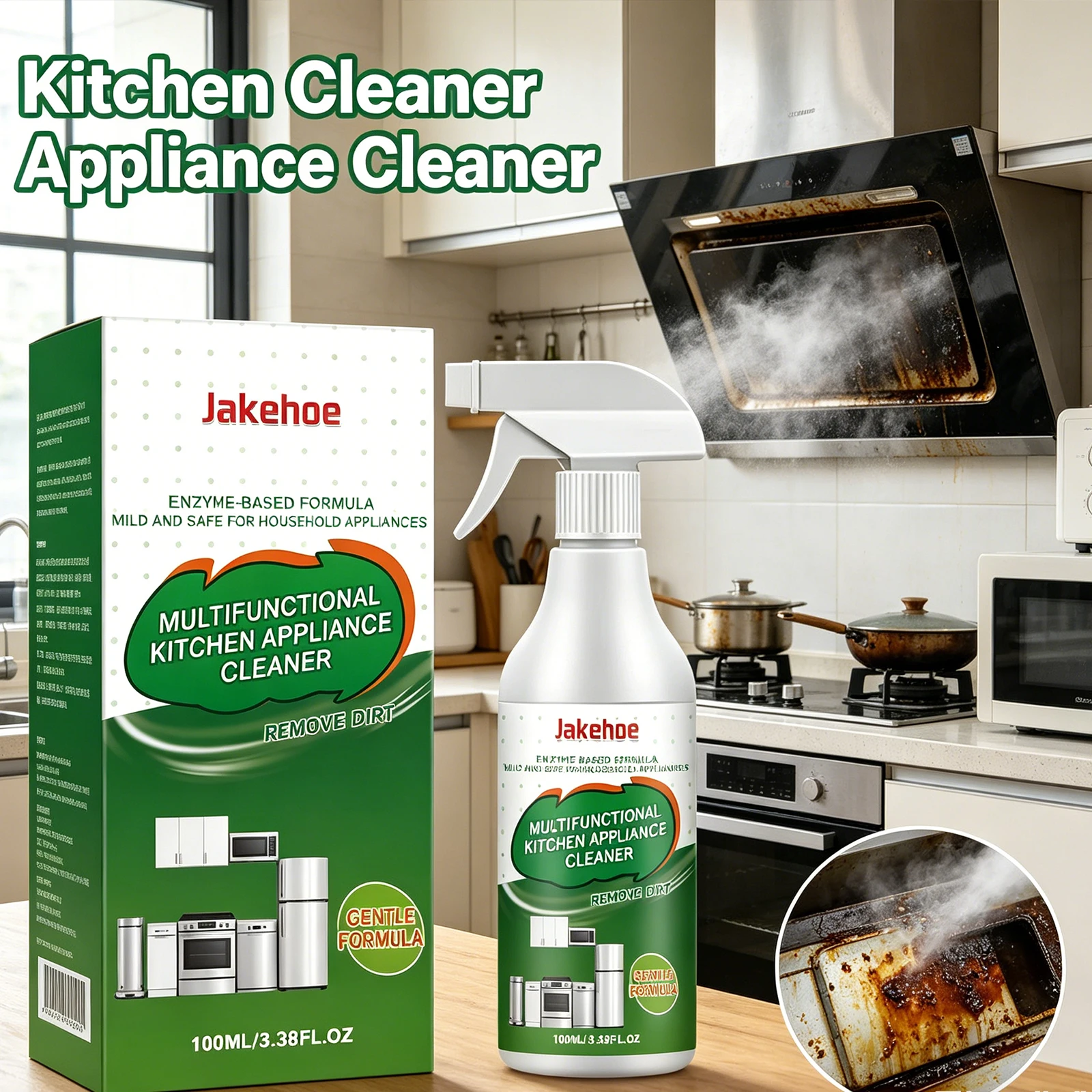 Kitchen Appliance Cleaner Gentle Formula Penetrate Grease Grime Fast Dissolve Shine Restore Hand Skin Protection Easy Use Spray