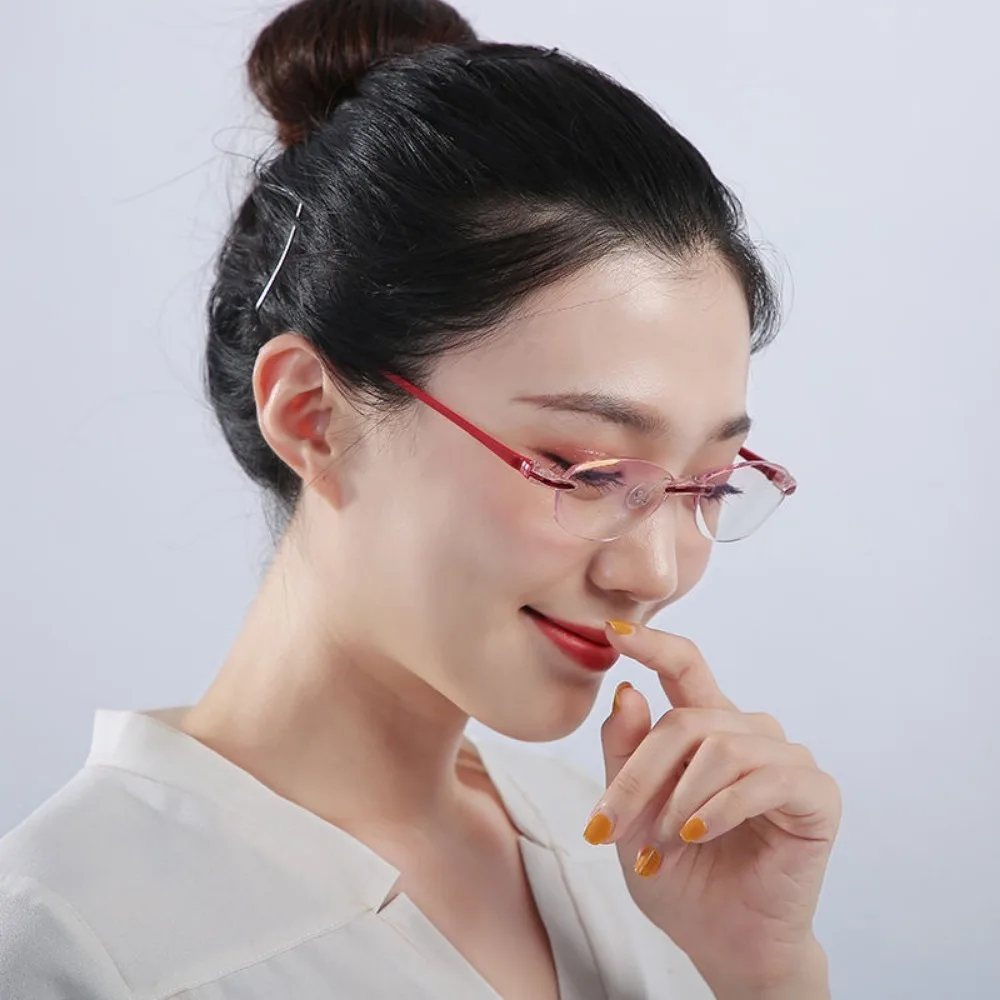 Rahmenlose Lesebrille für Damen, bifokal, weit und nah, blaues Licht blockierende Dioptrien +1,0 +1,5 +2,0 +2,5 +3,0 +3,5 +4,0 – Detail 3