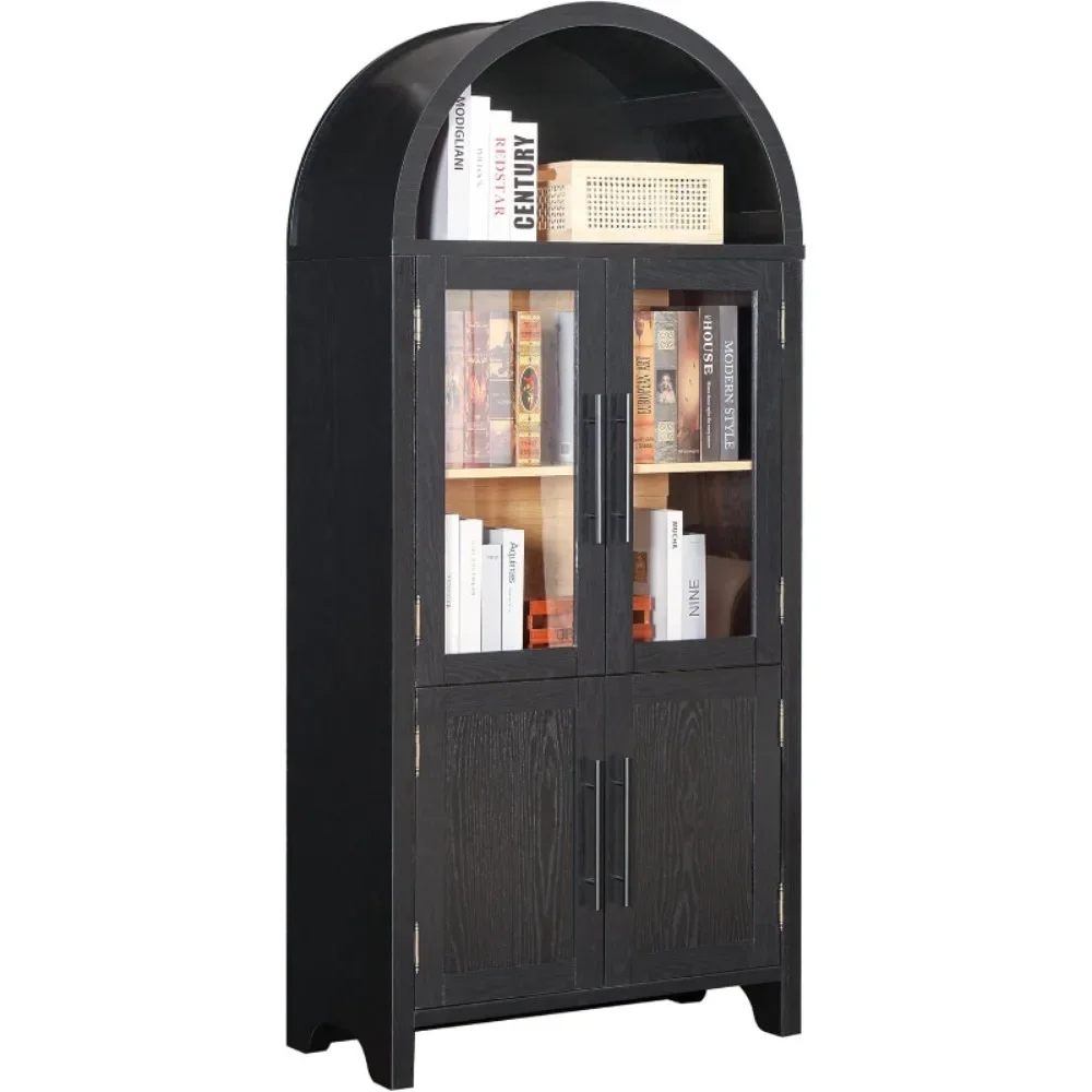

71" Farmhouse Tall Arched Pantry Storage Cabinet, Display Cabinet with Glass Doors,China Cabinet,Curio Cabinet