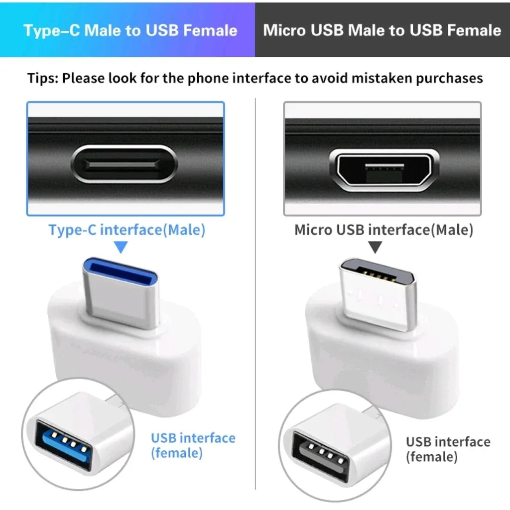 Adattatore USB tipo C Convertitore Mini OTG da micro USB a USB per telefoni Android Tablet Tipo-C Connettore da micro-USB a USB 2.0