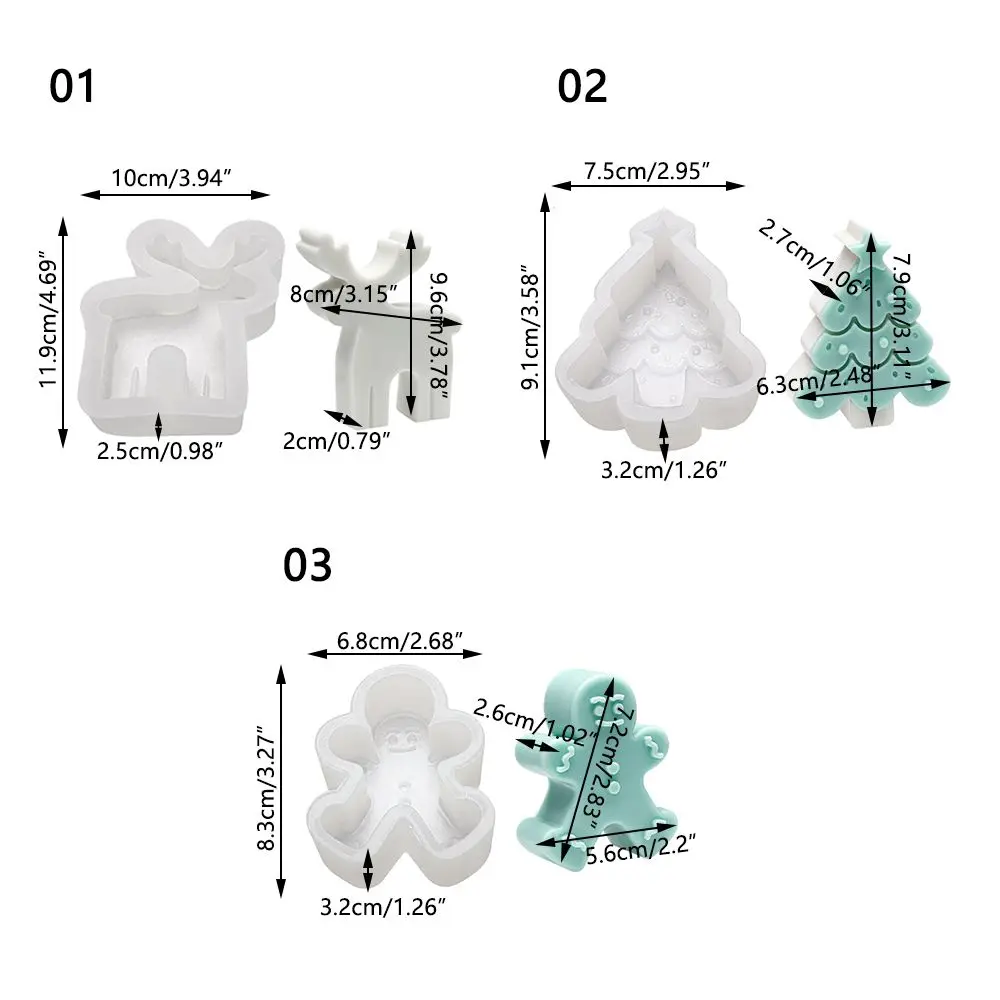 Supplies Soap Making Clay Tools Cake Resin Mold Christmas Candle Mold Snowman Tree Gingerbread 3D Art Wax Mold Silicone Mould