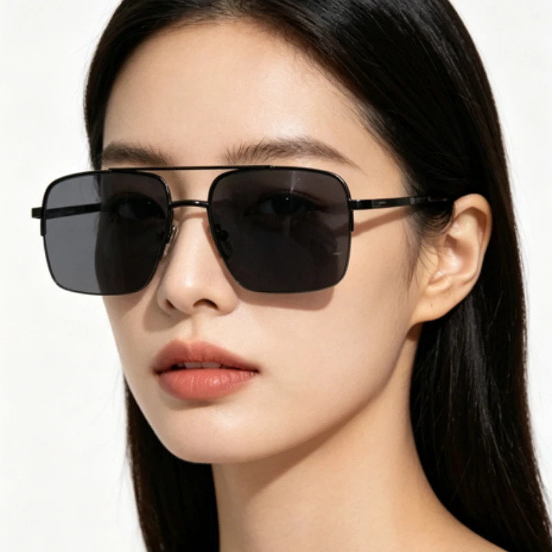 Men's Metal Sunglasses Square Half Frame Casual Trend Personality Eyeglasses Retro Fashion Outdoor Sports Driving Eyewear