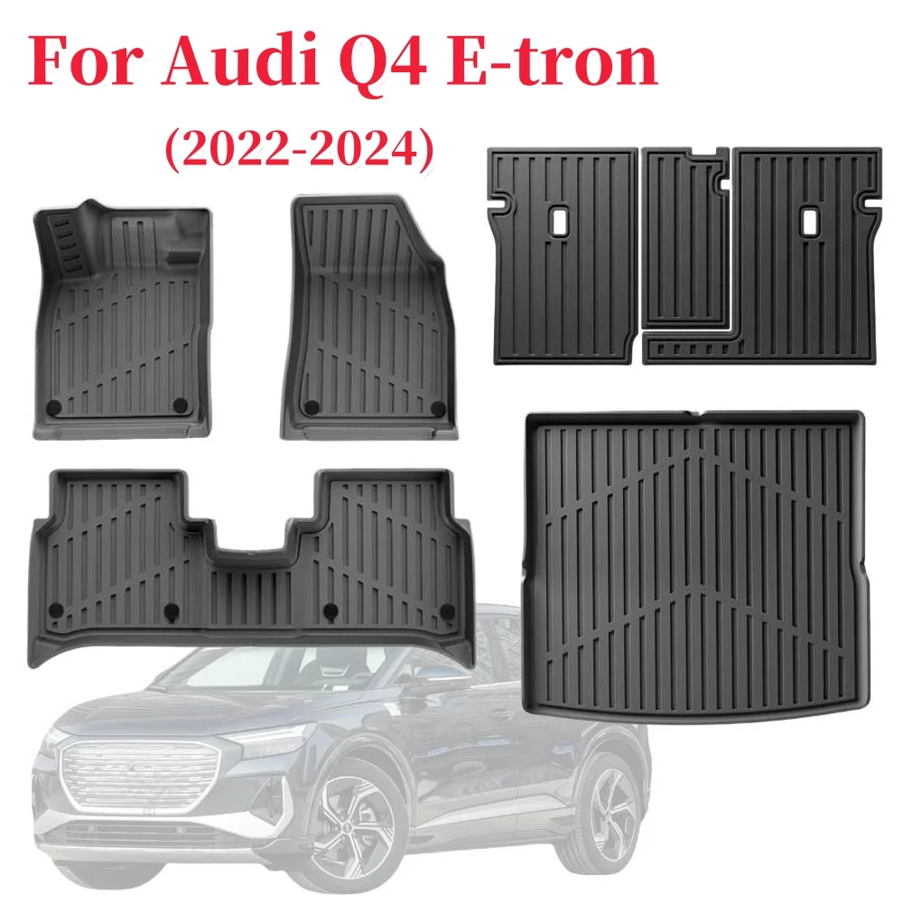 

For Audi Q4 E-tron 2022-2024 TPE Floor Mats. All Weather Anti-Slip Waterproof Rear Trunk Pad Cargo Liner Interior Accessories