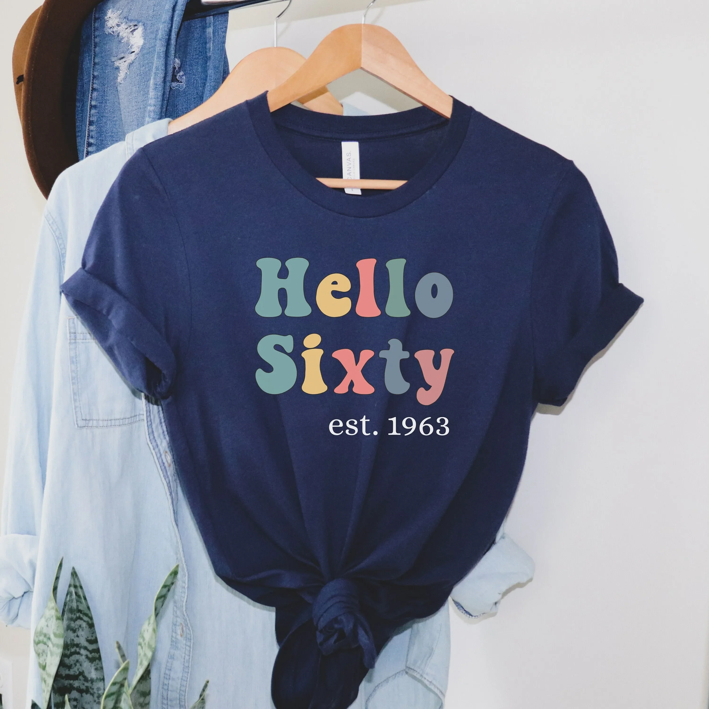 Hello Sixty T Shirt 60 60th Birthday 1963 Sixthieth Trip Retro