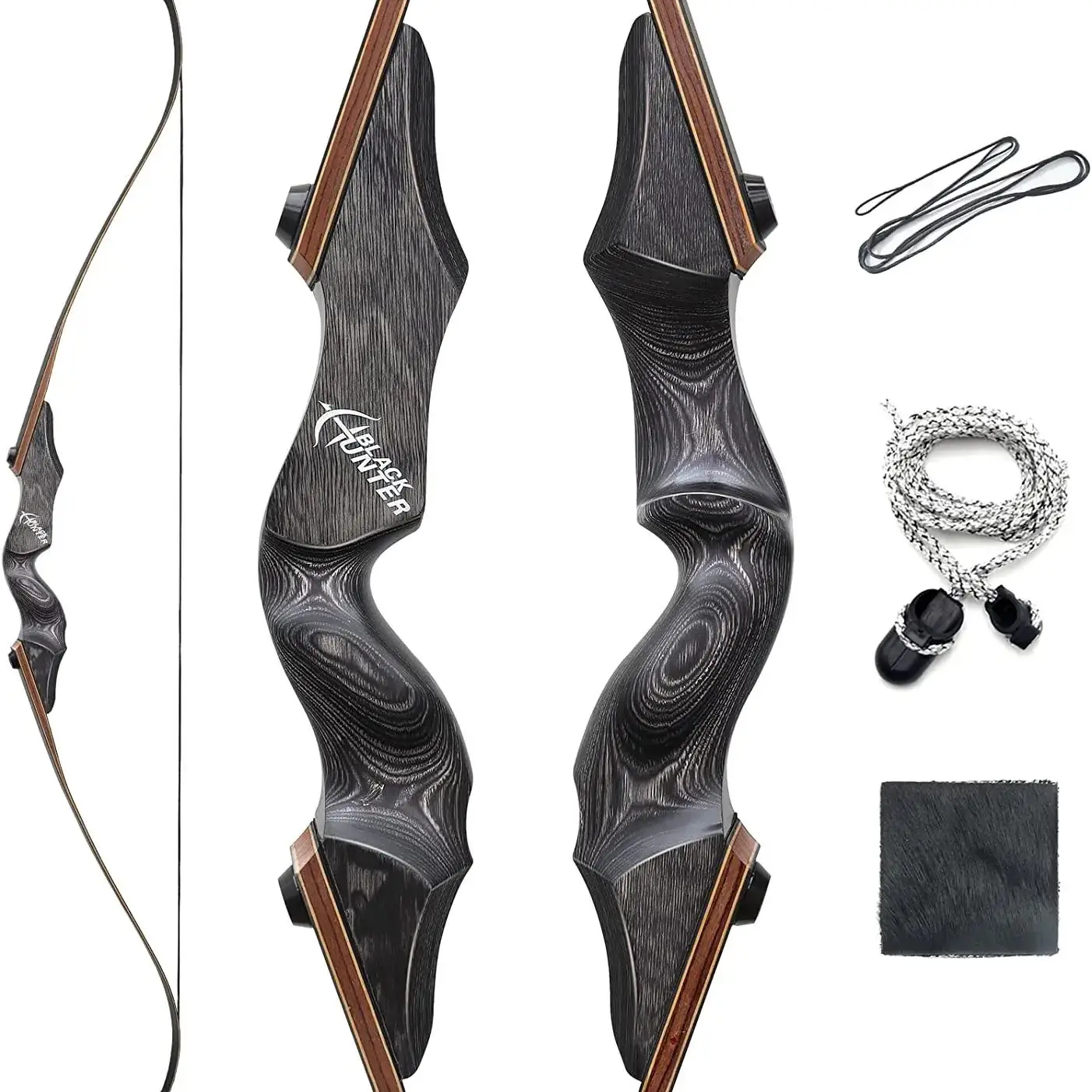 Black Hunter Bow 60 Inch Left Hand Recurve Bow 25-65lbs Archery Set Adult Takedown Recurve Bow for Hunting Target Shooting Arche