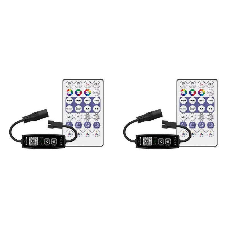 【SURPISE】2X WS2811 WS2812B LED Controller Bluetooth Music 28Keys Remote For Individual Addressable RGB Strip Light DC12V-24V