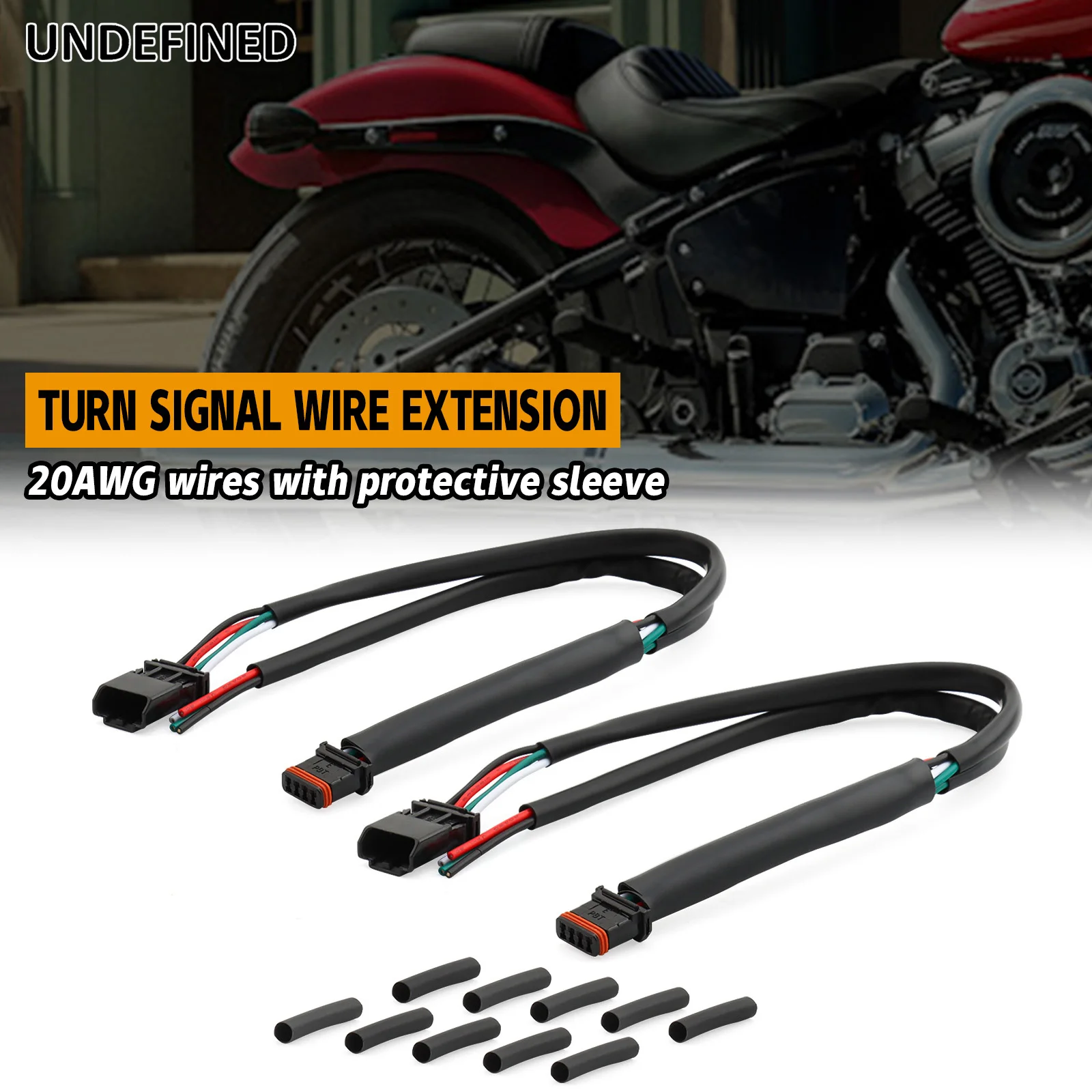 Cablaggio per Indicatori di Direzione 20AWG per Harley Dyna Sportster Softail Touring 2014-2025, Cavo di Prolunga/Sdoppiamento Nero