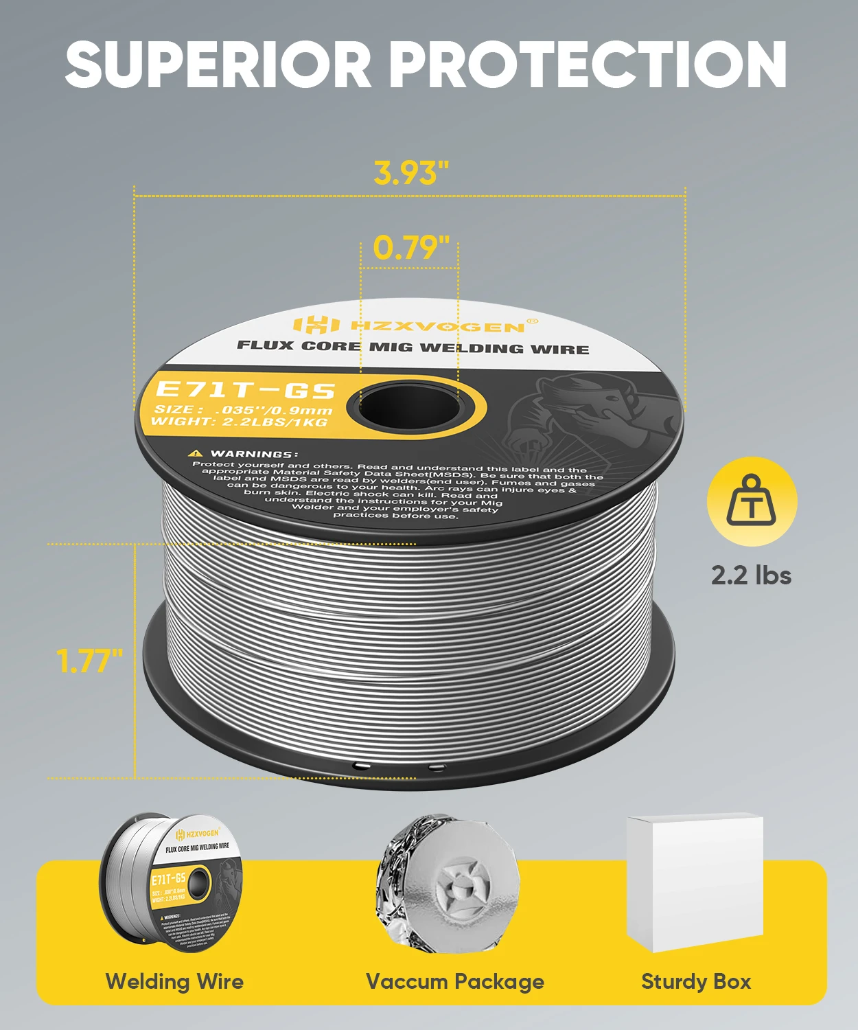 

HZXVOGEN 3PCS/Set Flux Core Wire 0.9mm/roll 0.8mm/roll 1KG/PCS Compact with ALL MIG Welder High quality MIG Welding Wire