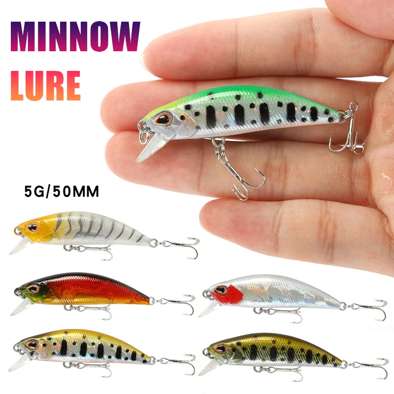 1pc 5g 5cm Minnow Fishing Lures Full Water Artificial Small Bait Wobbler Fake Hrad Bait for Carp Fishing Tackle Pesca Accesories