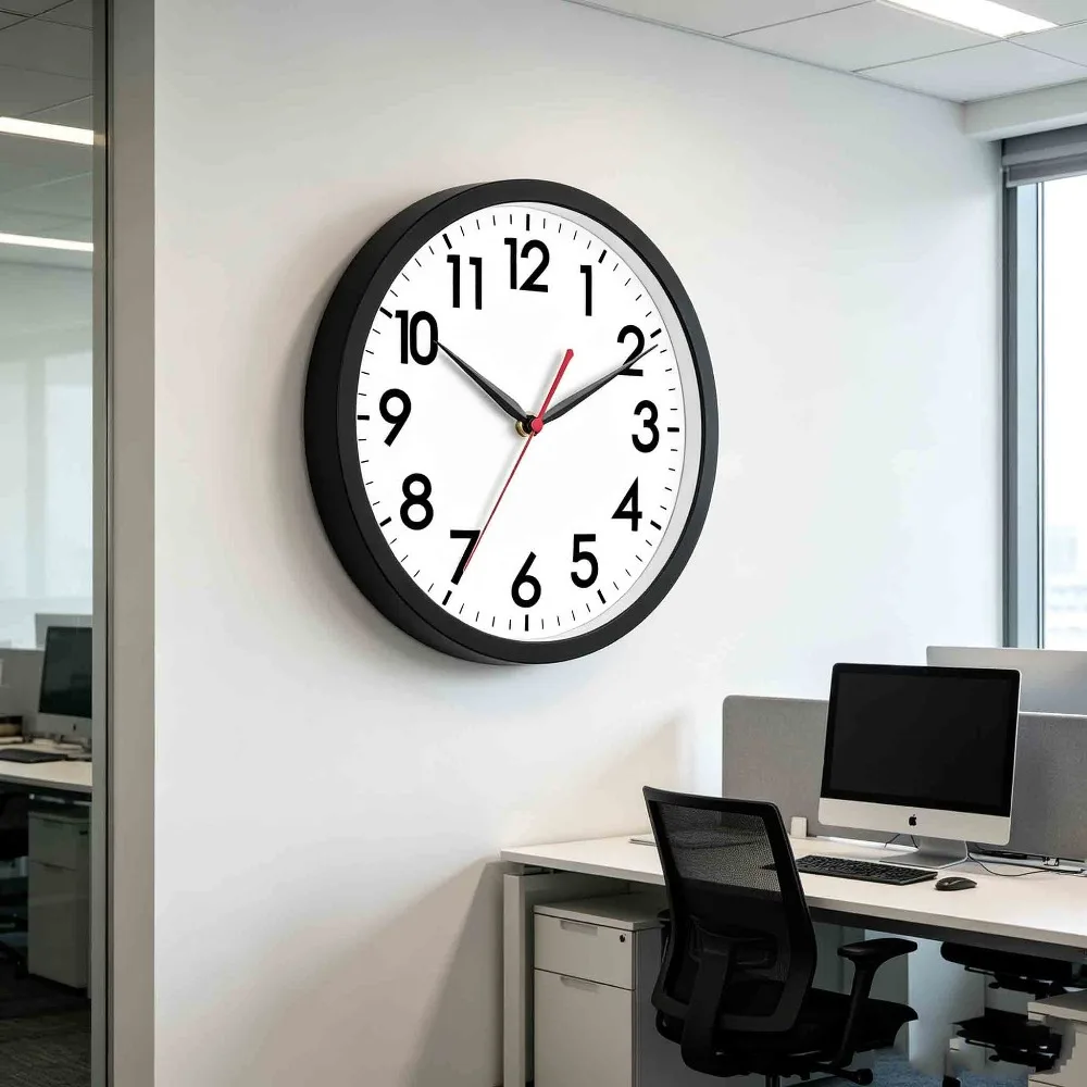 Minimalist Silent Round Quartz Wall Clock for Living Room, Bedroom, Dining Room and Meeting Room